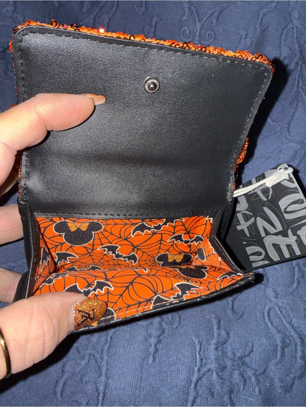 LOUNGEFLY Disney Kids Sequin Ear Bag and Wallet Set - Orange & Black - Picture 7 of 8